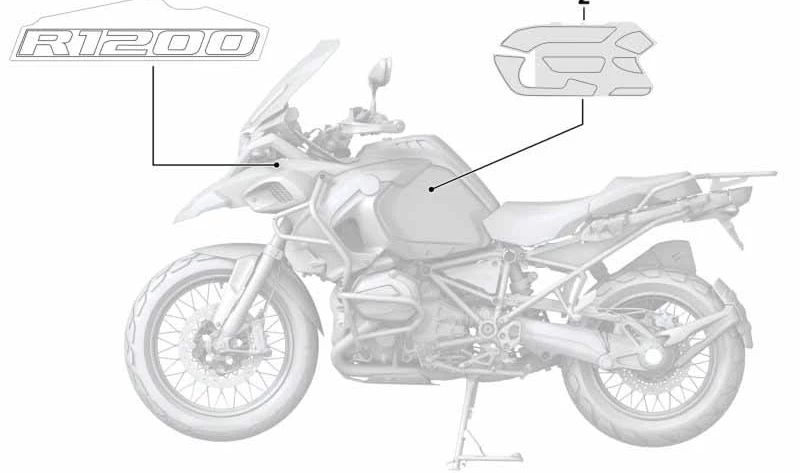 Inscripción derecha OEM 51148544498 para BMW R1200GS Adventure, R1250GS Adventure. Original BMW Motorrad.