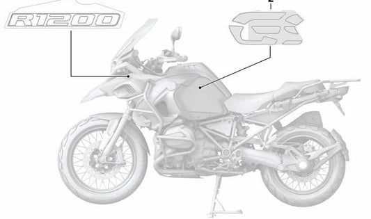 Inscripción izquierda OEM 51148405059 para motos BMW R 1200 GS Adv., R 1250 GS Adv. Original BMW Motorrad.
