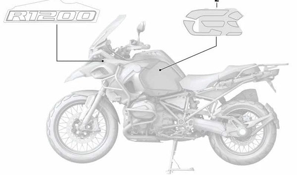 Inscripción derecha OEM 51148544498 para BMW R1200GS Adventure, R1250GS Adventure. Original BMW Motorrad.