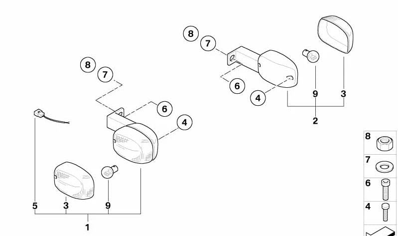 Indicador de dirección delantero derecho OEM 63132346590 para motos BMW F 650 GS, F 650 GS Dakar, G 650 GS. Original BMW Motorrad.
