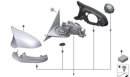 Left Rearvisor Mirror Mirror Motor OEM 67137292347 For BMW F20, F21, F22, F23, F30, F31, F32, F33, F34, F36, F87, G20, G21, G22, G26, G29, G42, G82, I3 I01, E84, F39. Original BMW.