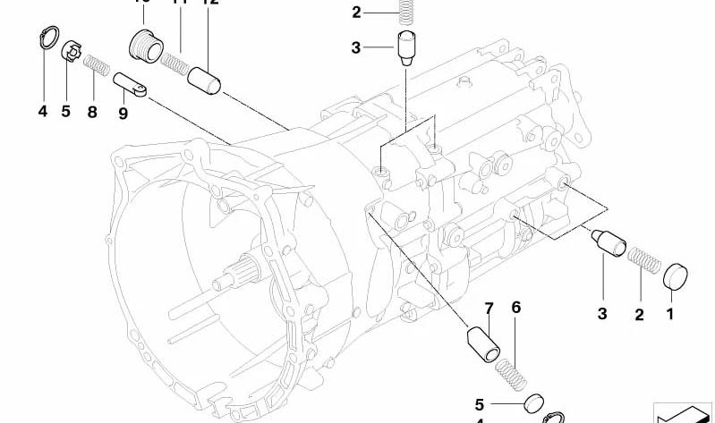 Perno de fijación OEM 23017507091 para BMW E46, E90, E91, E60, E61, E63, E64, E84, E85, E86. Original BMW.