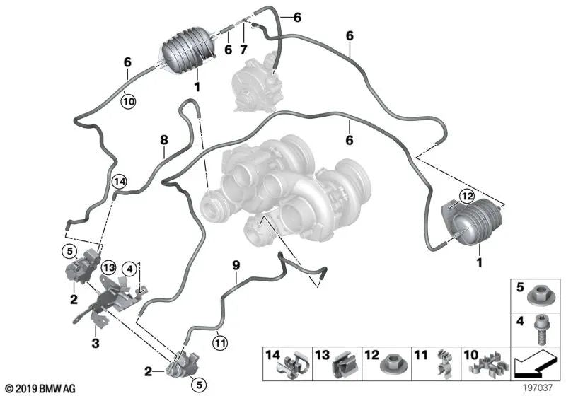 Hose holder for BMW E70, E71 (OEM 11657595627). Original BMW