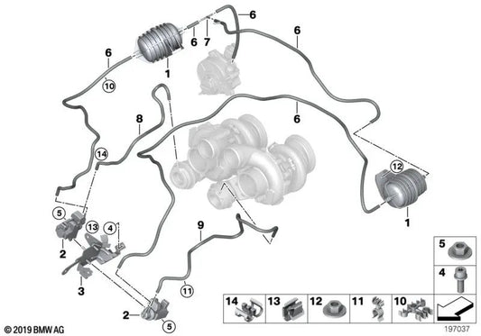 Hose holder for BMW E70, E71 (OEM 11657595627). Original BMW
