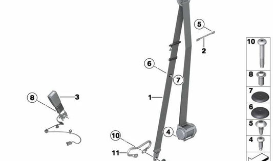 Tornillo de seguridad asiento OEM 72119810363 para MINI R61, F56, F55, F57, F54, F60, R60, R55, R56, R57, R58, R59. Original MINI.
