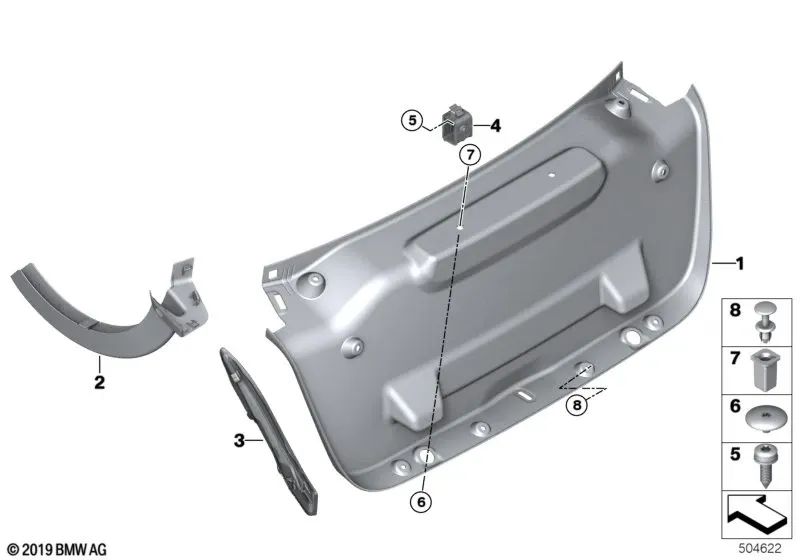 Parafuso de chapa metálica tipo lente para BMW Série 2 F22, F23, F44, F87 Série 3 E90, E92, E93, F30, F35, F80 Série 4 F32, F82 I I01 (OEM 07147225732) BMW original