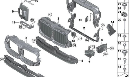 Compuerta de aire inferior OEM 51745A29C34 para BMW X6 G06 (sDrive40i, xDrive30d, xDrive30i, xDrive40d). Compatible con modelos producidos entre 2019 y 2023. Original BMW.
