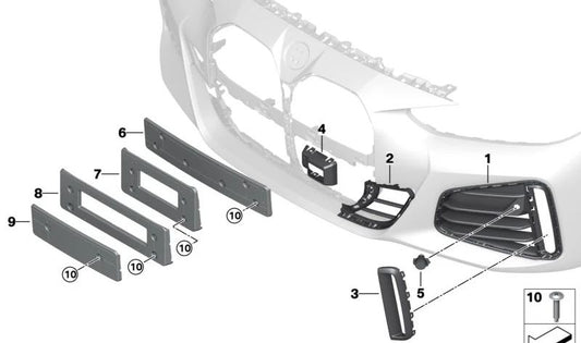 Rejilla entrada de aire izquierda OEM 51118078631 para BMW Serie 4 G26 (M440i, ALPINA B4, D4s). Original BMW.
