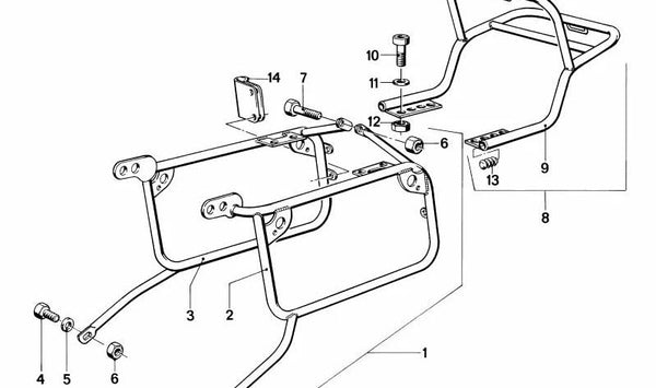 Soporte maleta izquierda OEM 46541241589 para BMW Motorrad (Modelos compatibles: R1100RT, R1150RT). Original BMW Motorrad.