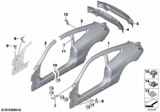 Rechte Schürzenverstärkungsplatte OEM 41007494492 für BMW 8er G15, F92 M8... und mehr. Original BMW.