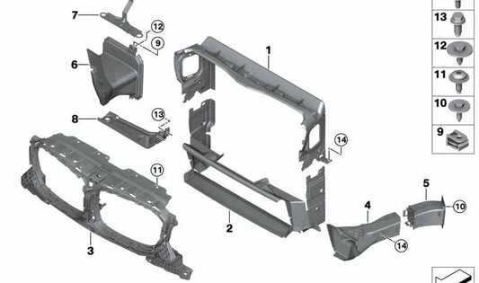 Conduit d'air pour radiateur droit OEM 51748068602 pour BMW F97 X3 M, F98 X4 M. BMW d'origine.
