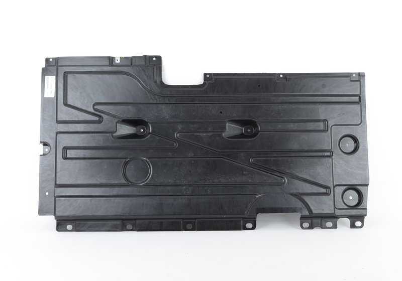 Protector inferior bajo motor izquierdo OEM 51757213671 para BMW F25, F26. Original BMW.