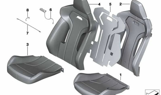 Cojín intermedio respaldo OEM 52108058491 para BMW F87 M2 CS, F80 M3, F82 M4 (todos los modelos compatibles). Original BMW.