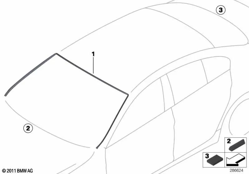Windshield cover for BMW 6 Series F06, F13 (OEM 51317227340). Original BMW