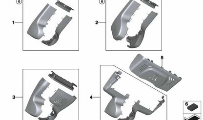 Juego tapas base espejo retrovisor OEM 51169108973 para BMW G05, F95, G07, G18. Original BMW.