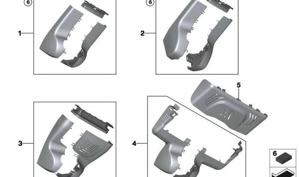 Juego de tapas base retrovisor OEM 51169108975 para BMW X5 G05, X6 G06 y X6 M F96. Compatible con modelos desde 2019 hasta 2023. Original BMW.