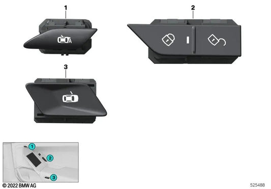 Interruttore di blocco centralizzato per la serie BMW 7 G70 (OEM 61315A2A081). BMW originale.