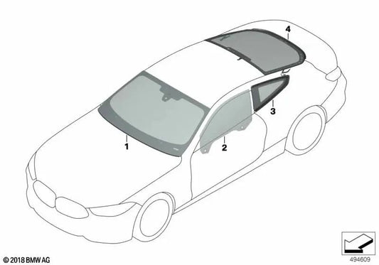Green rear window for BMW 8 Series F92, G15 (OEM 51317444759). Genuine BMW.