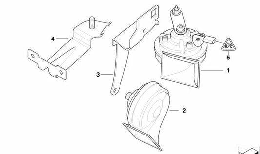 Suporte a fanfarra para BMW 5 E60 Series, E61, Série 6 E63, E64 (OEM 61336936335). BMW original
