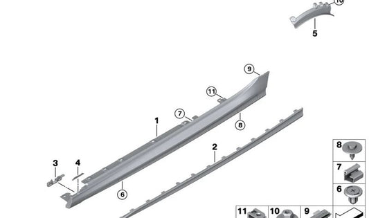 Right sill cover for BMW F44 (OEM 51778075470). Original BMW.