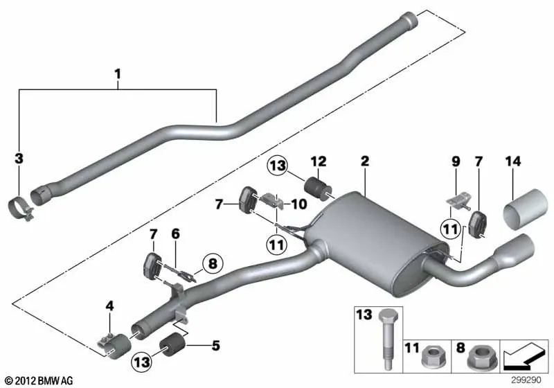 Front pipe for BMW F25, F26 (OEM 18308509671). Original BMW.