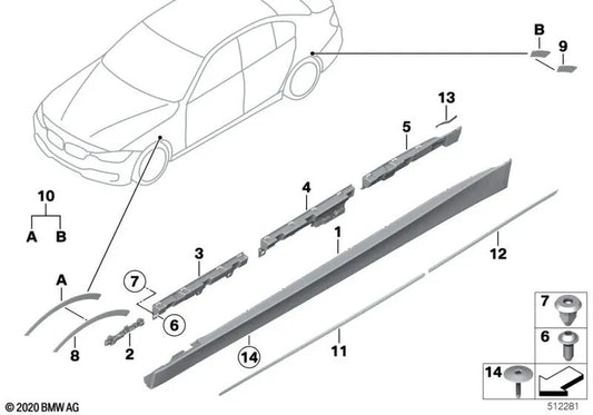 Anti-scuff protection film for BMW 1 Series F20, F20N, F21, F21N, 2 Series F22, F22N, F23, F23N, F46, F46N, F87, F87N, 3 Series F30, F30N, F31, F31N, F34, F34N, F35, F35N, 4 Series F32, F32N, F33, F33N, F36, F36N (OEM 51777416285). Original BMW