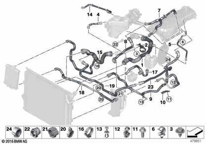 Kältemittel -Kühlerrohr für BMW F20N, F21N Serie 1, F22, F22N, F23, F23N Serie 2, F30N, F31N, F34N Serie 3, F32, F32N, F33, F33N, F36, F36N -Serie 4 (OEM 171286560). Original BMW