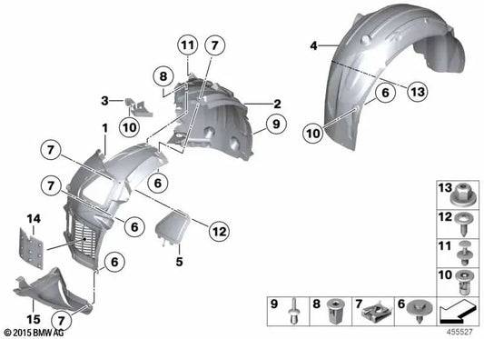 Unten linke Abdeckung für BMW 5 F18, F18N (OEM 51757256865). Original BMW.