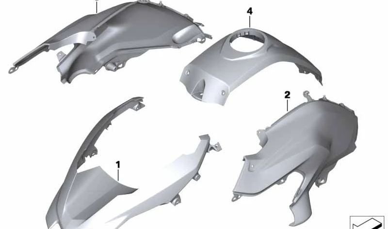 Pieza lateral del carenado izquierdo OEM 46638560461 para motos BMW R1200GS, R1250GS. Original BMW Motorrad.