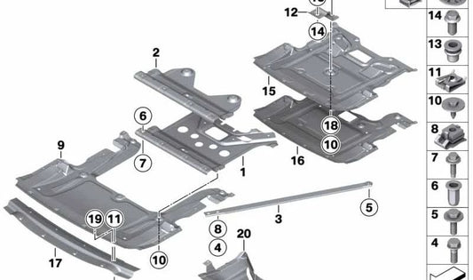 Cubierta protectora motor OEM 51717197500 para BMW F12, F13, F06, F01, F02. Pieza original BMW.