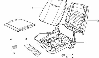 Guía de apoyamuslos de asiento OEM 52101940490 para BMW Serie 3 E30, Serie 5 E28, Serie 6 E24, Serie 7 E23. Original BMW.