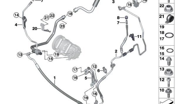 Tubería de aspiración evaporador-compresor OEM 64539250724 para MINI R56, R55 Clubman, R57 Cabrio, R60 Countryman, R61 Paceman… y más. Original MINI.