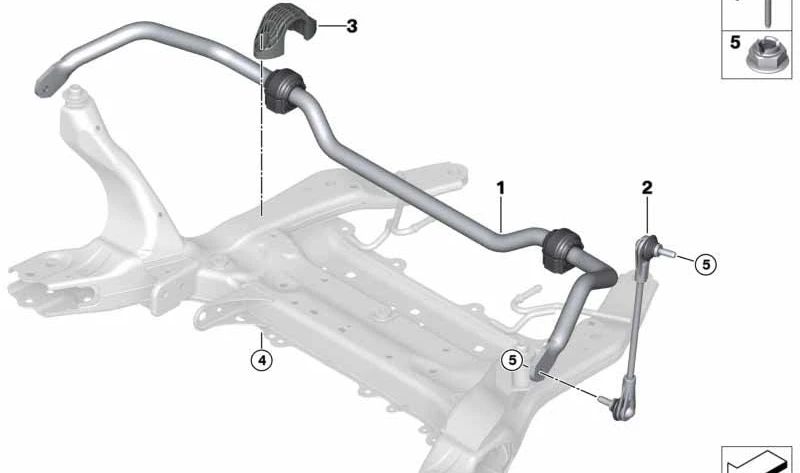 Canal oscilante frontal para BMW F70, U06, U11, U12, U10, U25 (OEM 31305A7EF69). BMW original