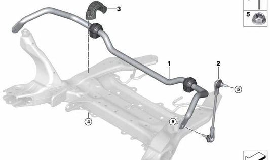 Canal oscilante frontal para BMW F70, U06, U11, U12, U10, U25 (OEM 31305A7EF69). BMW original