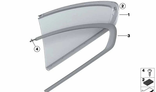 Moldura del cristal lateral derecho OEM 51357244140 para BMW F13. Original BMW.