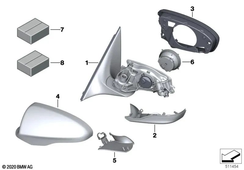Espejo exterior sin vidrio calefactado izquierdo para BMW Serie 5 F10 (OEM 51168049389. Original BMW)