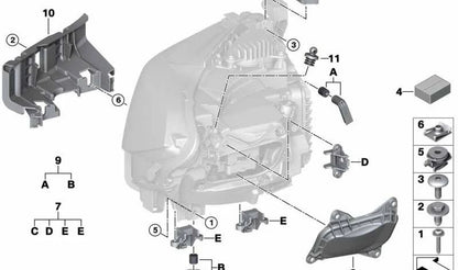 Tapa protectora faro derecho OEM 63117494854 para BMW F22, F23, F87. Original BMW.