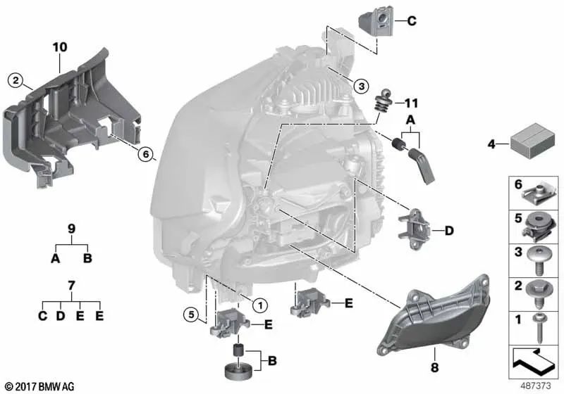 Headlight Bracket Set for BMW F22N, F23N, F87N (OEM 63117954800). Original BMW