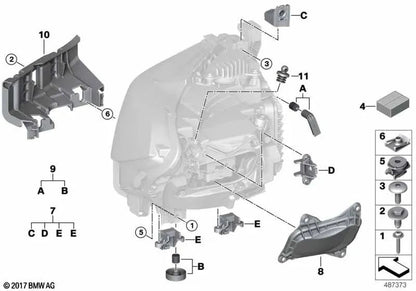 Headlight Bracket Set for BMW F22N, F23N, F87N (OEM 63117954800). Original BMW