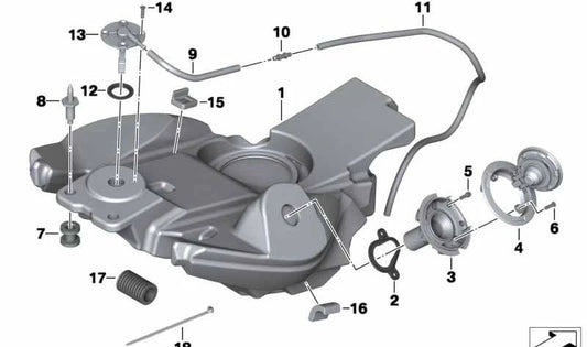 Depósito de combustible OEM 16117713958 para motos BMW F 800 GT, F 800 R. Original BMW Motorrad.