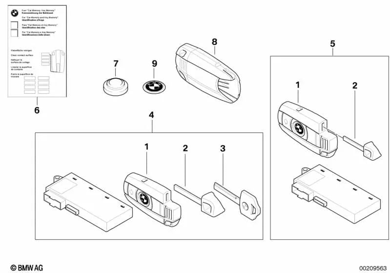 Replacement Key Adapter for BMW 1 Series E87, E87N, 3 Series E90, E90N, E91, E91N, E92, E92N, E93, E93N, 5 Series E60, E60N, E61, E61N, 6 Series E63, E63N, E64, E64N, X5 E70 (OEM 66126937508). Original BMW