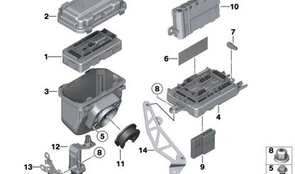 Tarjeta de Distribución de Fusibles para BMW Serie 1 F20, F21, F52, Serie 2 F22, F23, F87, Serie 3 F30, F80, Serie 4 F33, F36, F82 (OEM 61149389074). Original BMW