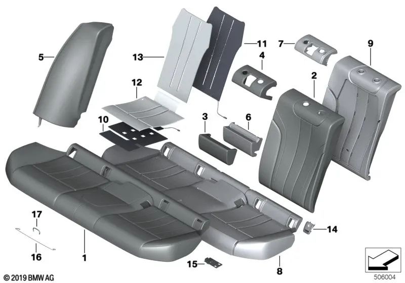 Rechte Leder -Backup -Abdeckung für BMW G30, G30N (OEM 52207453652). Original BMW