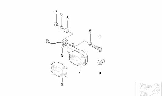 Soporte trasero para luz intermitente OEM 63132346315 para motos BMW F650, F650 ST. Original BMW Motorrad.