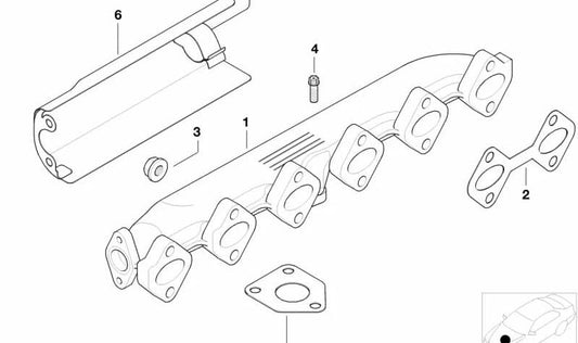 Protettore termico OEM 1162249843 per BMW E46, E39, E38, X5 E53. Pezzo di scarico (Abgashrümmer). BMW originale.