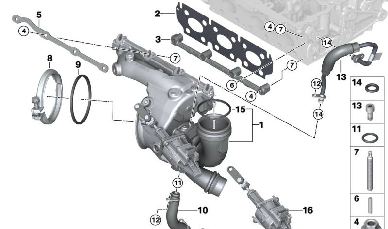 Junta de escape colector OEM 11628645883 para MINI F54, F55, F56 (Cooper con motor B38). Original MINI.