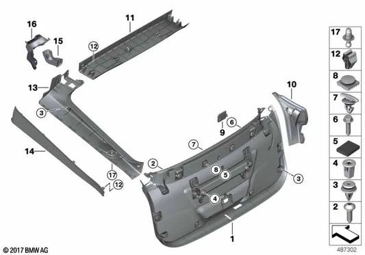 Revêtement inférieur de la porte arrière pour BMW G32, G32N (OEM 51497472620). BMW d'origine