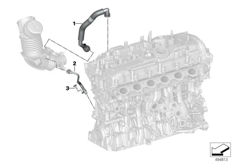 Tubo de ventilación para BMW G42, G20, G20N, G21, G21N, G22, G23, G26, G01, G01N, G02, G02N, G29 (OEM 11158693006). Original BMW