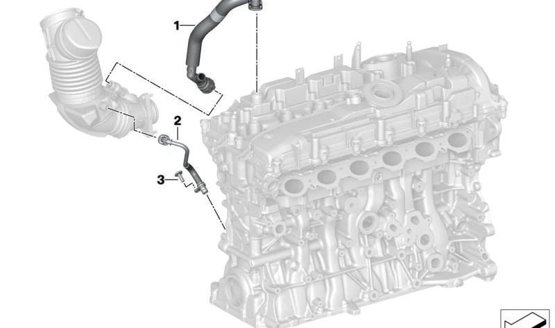 Tubo de ventilación OEM 11158699312 para BMW G20, G21, G01, G01N, G02, G02N, G29, G22, G22N, G23, G23N, G26, G26N, G42. Original BMW.