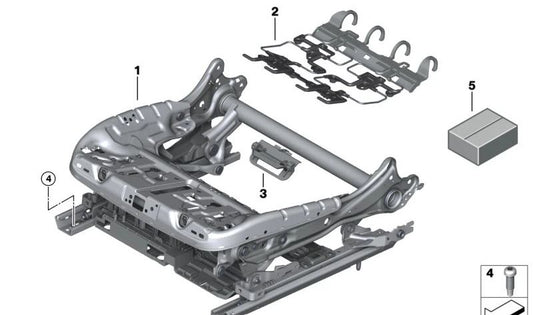 Estructura eléctrica del asiento derecho OEM 52107386554 para BMW F90, F90N, G30, G30N, G31, G31N, G38, G38N, G32, G32N, G18. Pieza original BMW.